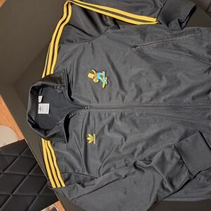 Adidas Black Track Jacket with Yellow Stripes